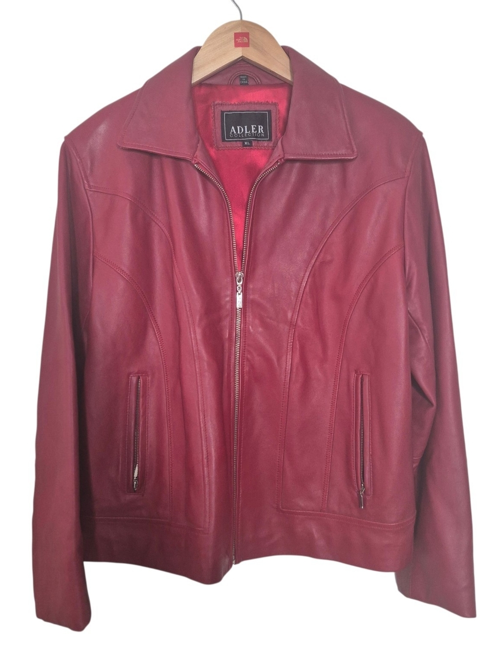 Adler Collection Women's Red Leather Zip Jacket Size XL